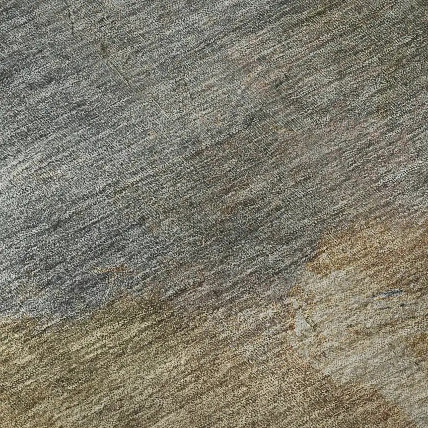 8' Copper And Gray Abstract Washable Area Rug With UV Protection Photo 1