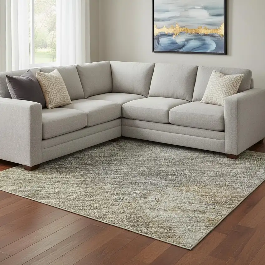 8' Copper And Gray Abstract Washable Area Rug With UV Protection Photo 2