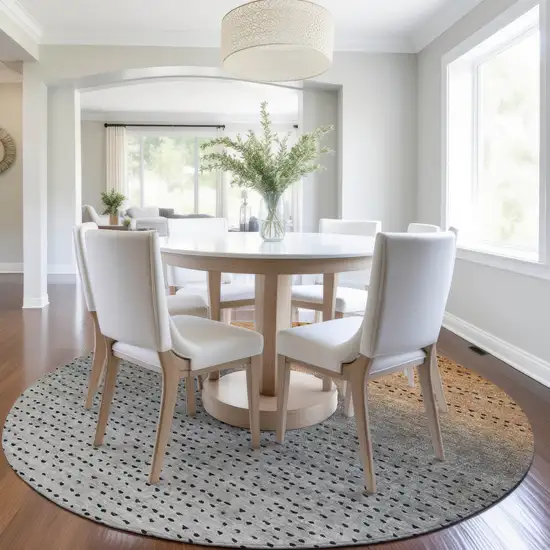 8' Copper And Gray Round Abstract Washable Indoor Outdoor Area Rug Photo 6