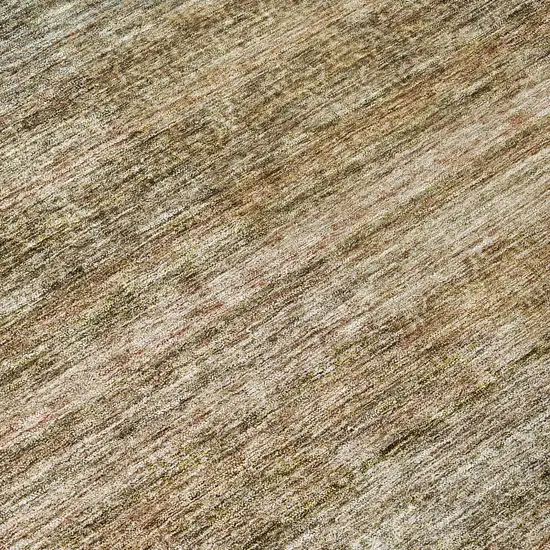 8' Copper And Green Round Striped Washable Indoor Outdoor Area Rug Photo 8
