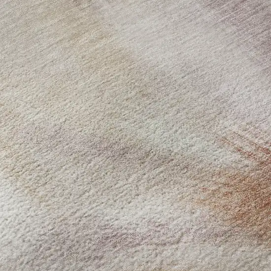 8' Copper And Ivory Abstract Washable Round Rug With UV Protection Photo 7