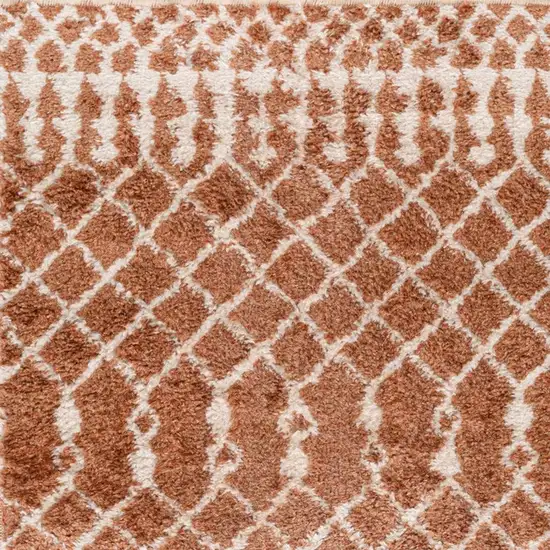 6' Copper And Ivory Geometric Runner Rug Photo 3