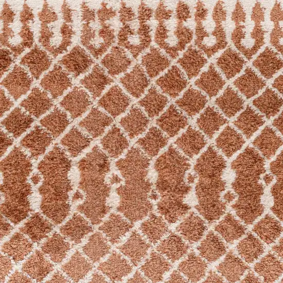 8' Copper And Ivory Geometric Runner Rug Photo 3