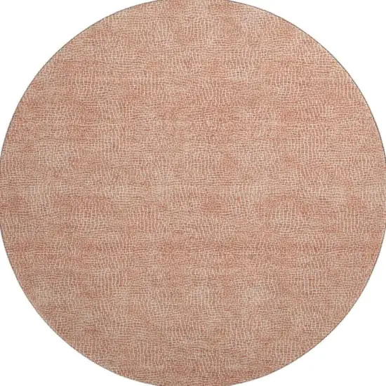 8' Copper And Ivory Geometric Washable Round Rug With UV Protection Photo 3