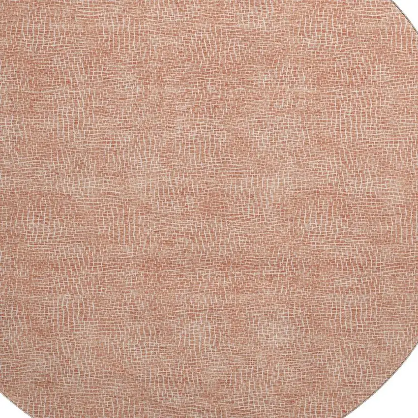 8' Copper And Ivory Geometric Washable Round Rug With UV Protection Photo 2