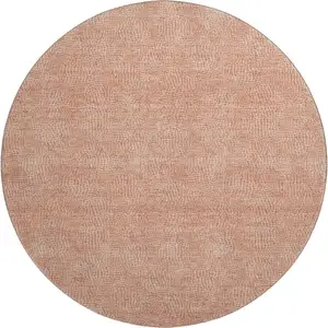 Photo of 8' Copper And Ivory Geometric Washable Round Rug With UV Protection
