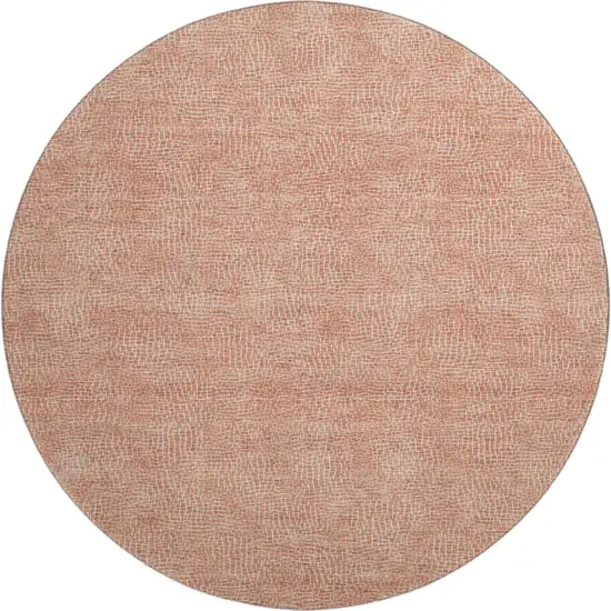 8' Copper And Ivory Geometric Washable Round Rug With UV Protection Photo 1