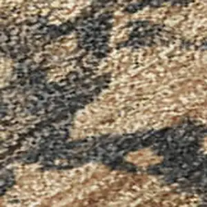 Photo of 8' Copper And Ivory Round Abstract Washable Indoor Outdoor Area Rug