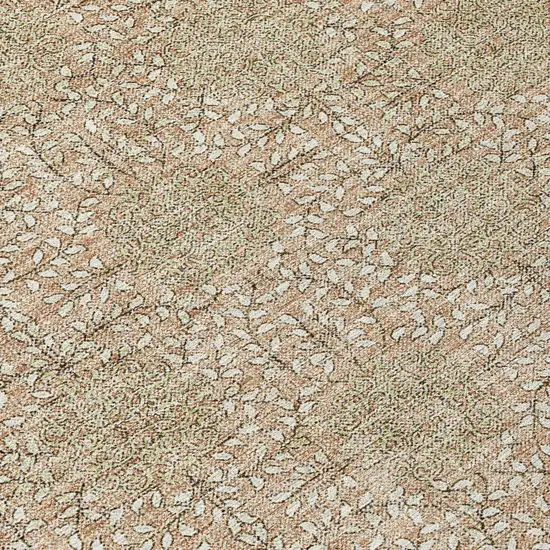 8' Copper And Ivory Round Damask Washable Indoor Outdoor Area Rug Photo 9