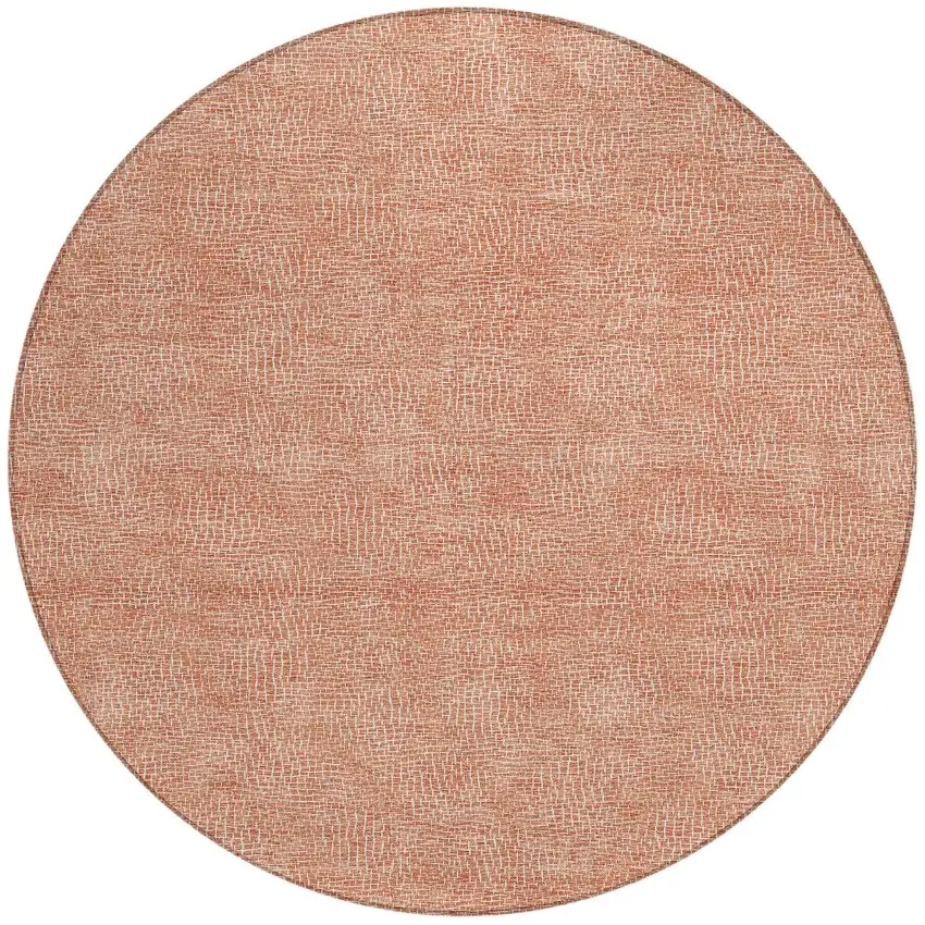8' Copper And Ivory Round Geometric Washable Indoor Outdoor Area Rug Photo 5