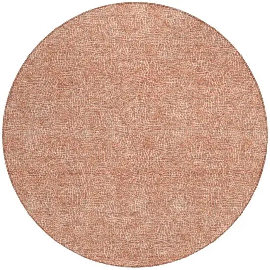 8' Copper And Ivory Round Geometric Washable Indoor Outdoor Area Rug Photo 5