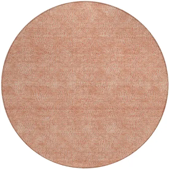 8' Copper And Ivory Round Geometric Washable Indoor Outdoor Area Rug Photo 2