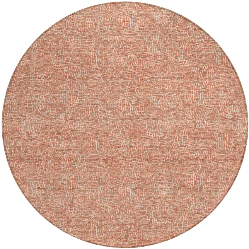 8' Copper And Ivory Round Geometric Washable Indoor Outdoor Area Rug Photo 2