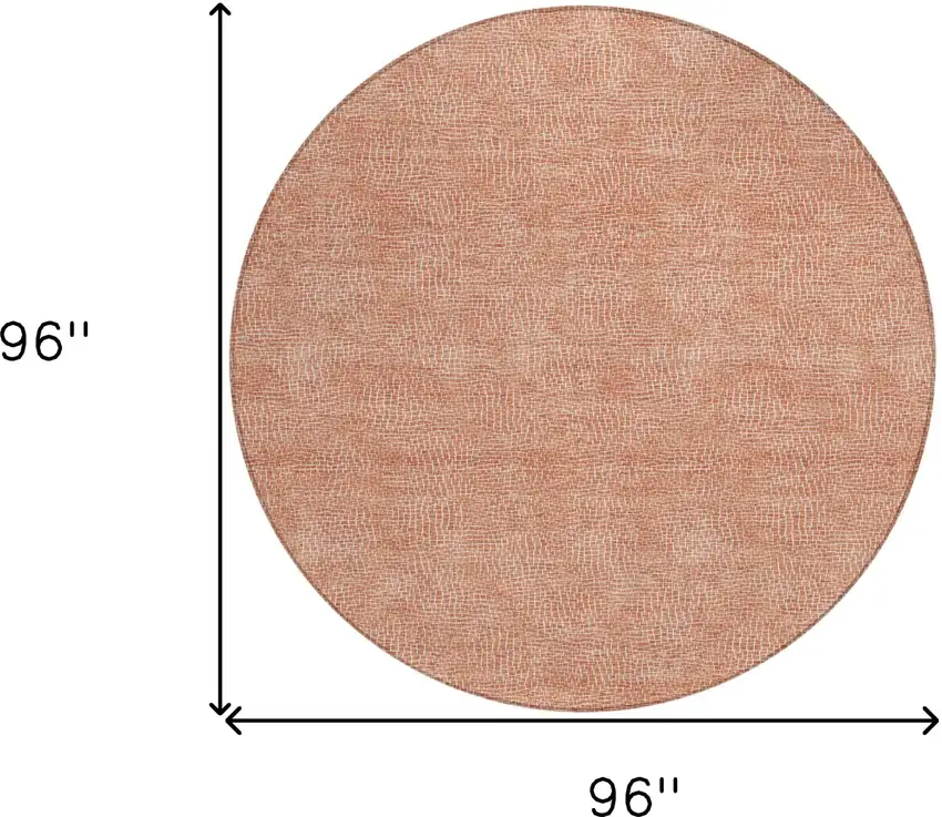 8' Copper And Ivory Round Geometric Washable Indoor Outdoor Area Rug Photo 8