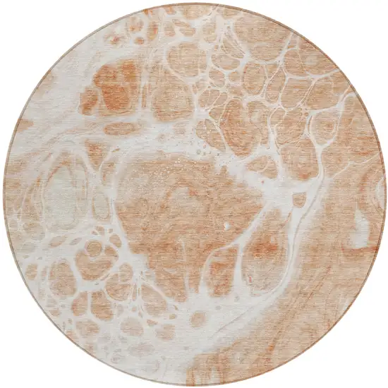 8' Copper And Ivory Round Nautical Washable Indoor Outdoor Area Rug Photo 2