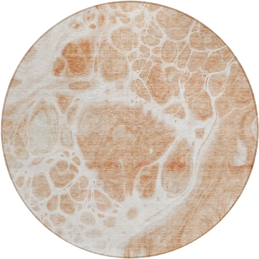 8' Copper And Ivory Round Nautical Washable Indoor Outdoor Area Rug Photo 2