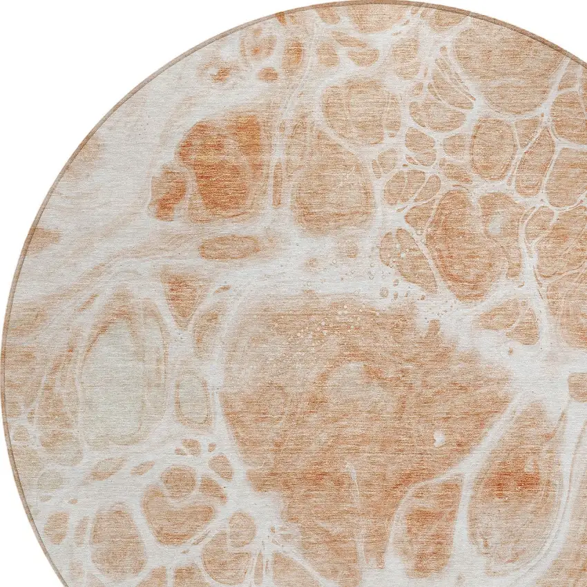 8' Copper And Ivory Round Nautical Washable Indoor Outdoor Area Rug Photo 4