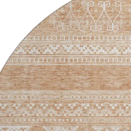8' Copper And Ivory Southwestern Washable Round Rug With UV Protection Photo 4