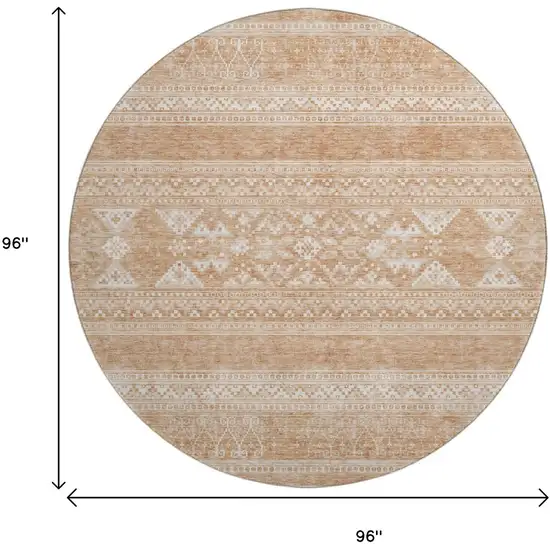 8' Copper And Ivory Southwestern Washable Round Rug With UV Protection Photo 6