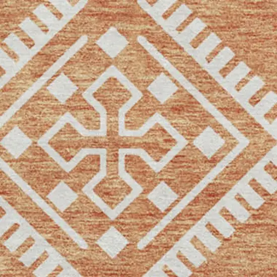 8' Copper And Ivory Southwestern Washable Round Rug With UV Protection Photo 3