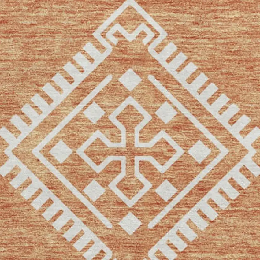 8' Copper And Ivory Southwestern Washable Round Rug With UV Protection Photo 4