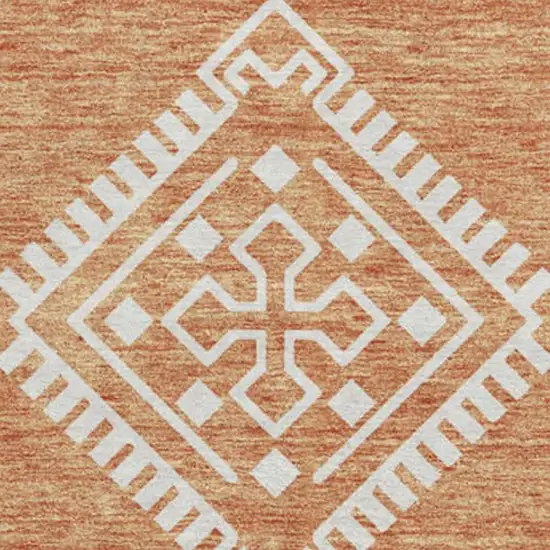 8' Copper And Ivory Southwestern Washable Round Rug With UV Protection Photo 4