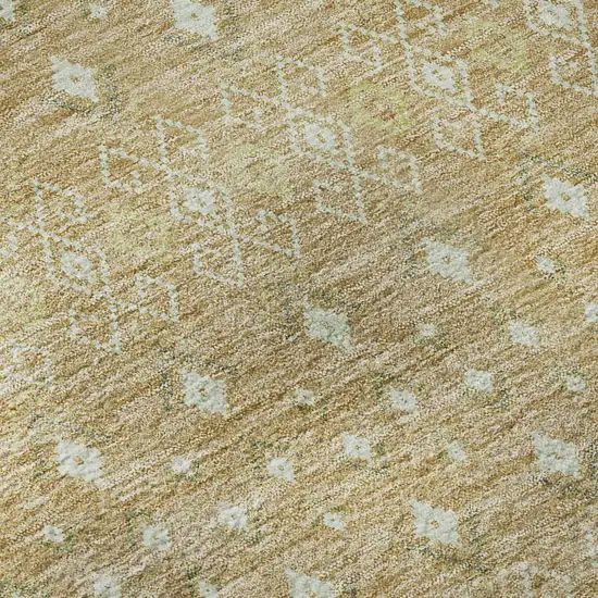 8' Copper And Ivory Tribal Washable Round Rug With UV Protection Photo 8