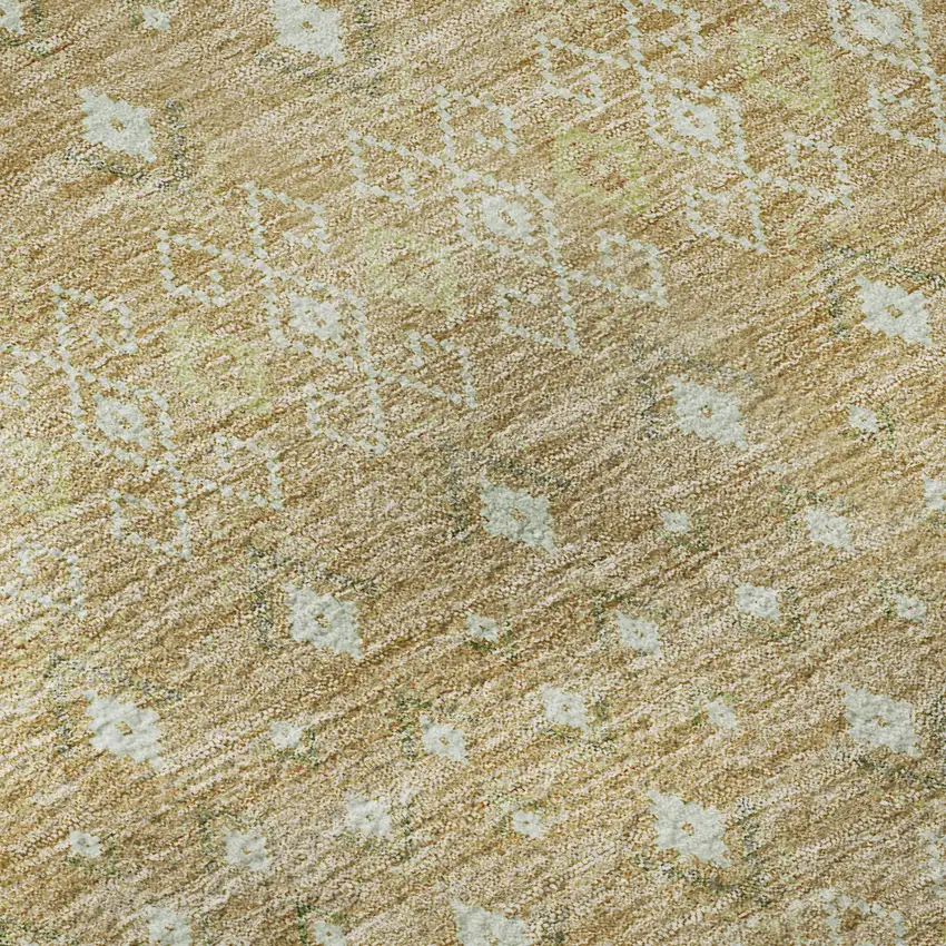 8' Copper And Ivory Tribal Washable Round Rug With UV Protection Photo 8