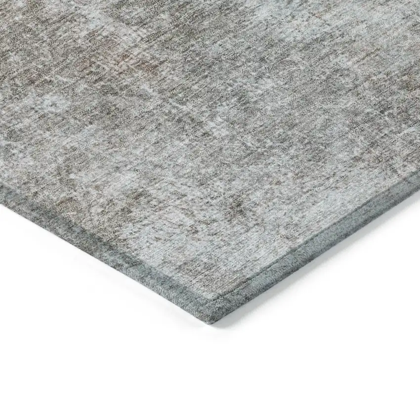 8' Copper And Navy Blue Round Abstract Washable Indoor Outdoor Area Rug Photo 7