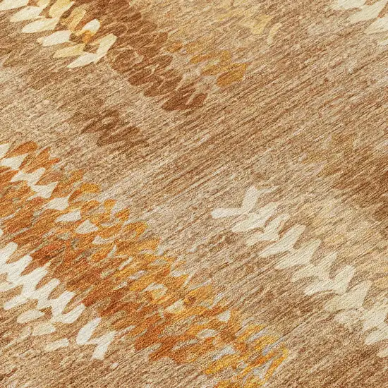 8' Copper And Orange Round Abstract Washable Indoor Outdoor Area Rug Photo 5