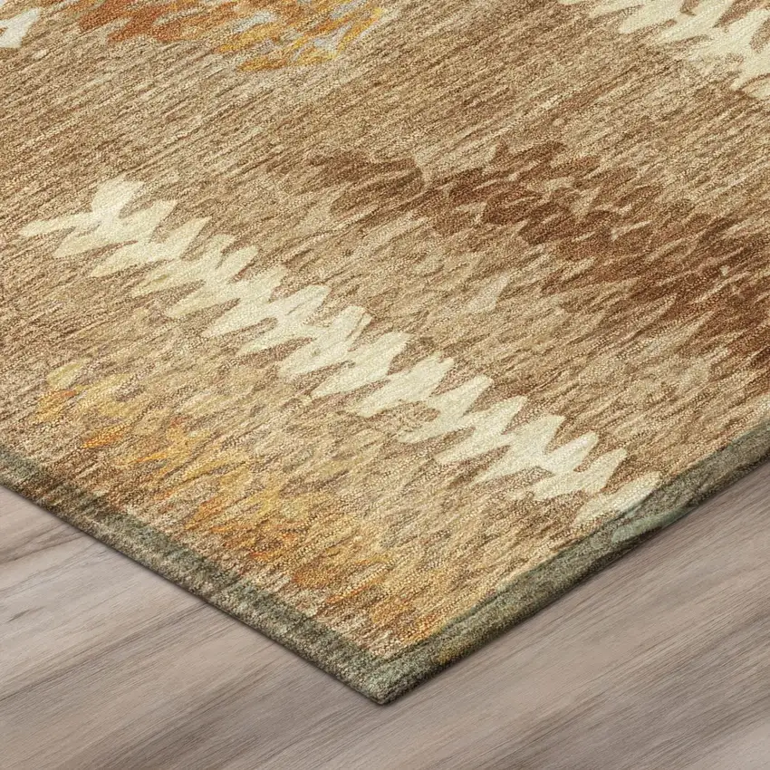 8' Copper And Orange Round Abstract Washable Indoor Outdoor Area Rug Photo 4