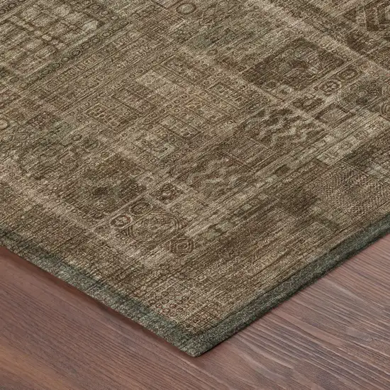 8' Copper And Orange Round Oriental Washable Indoor Outdoor Area Rug Photo 3