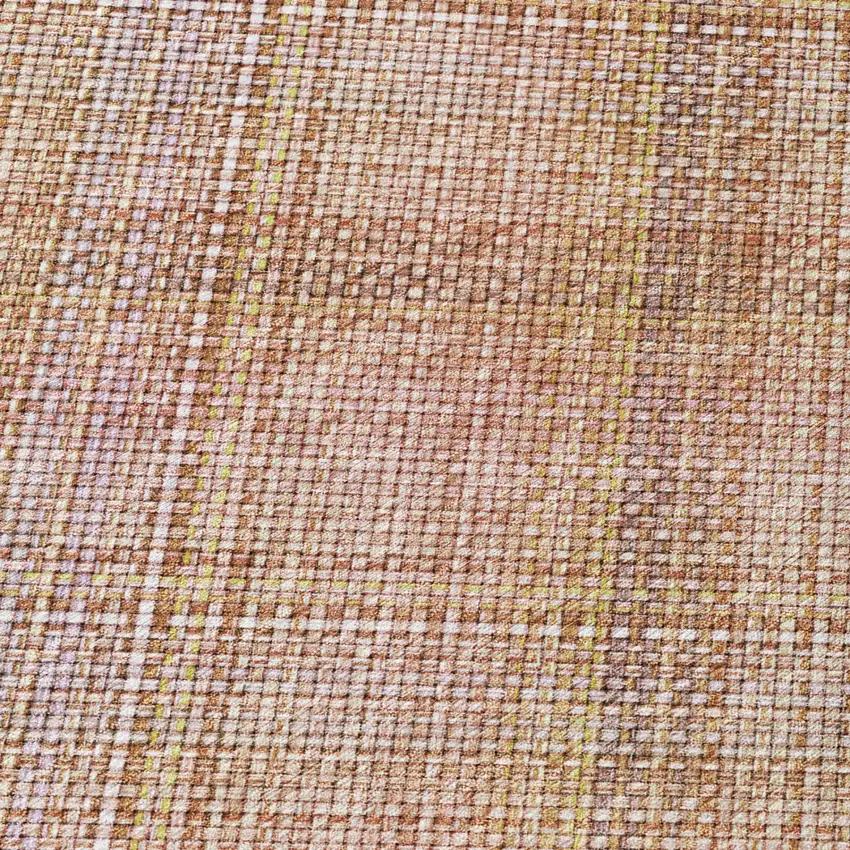 8' Copper And Orange Round Plaid Washable Indoor Outdoor Area Rug Photo 5