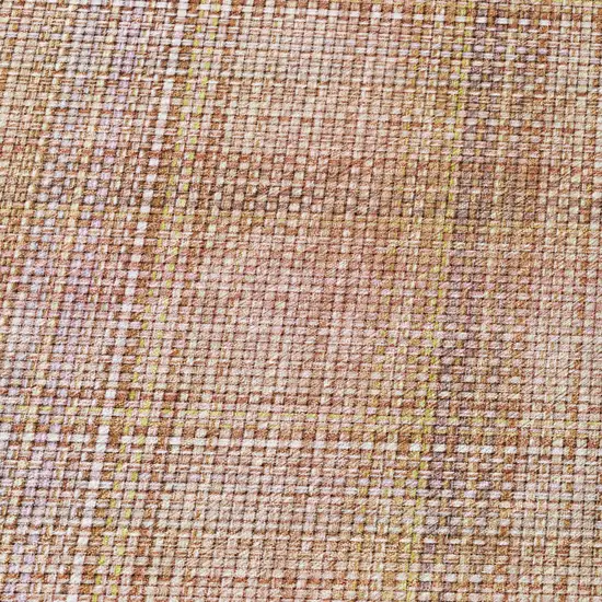 8' Copper And Orange Round Plaid Washable Indoor Outdoor Area Rug Photo 5