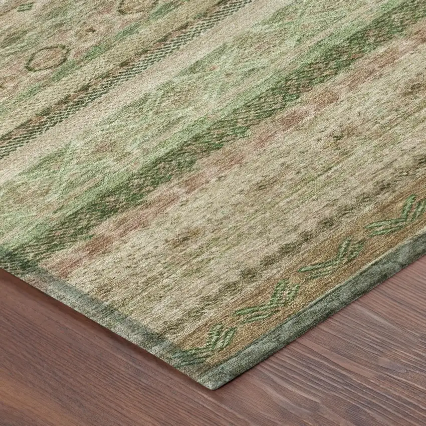 8' Copper And Orange Round Striped Washable Indoor Outdoor Area Rug Photo 5