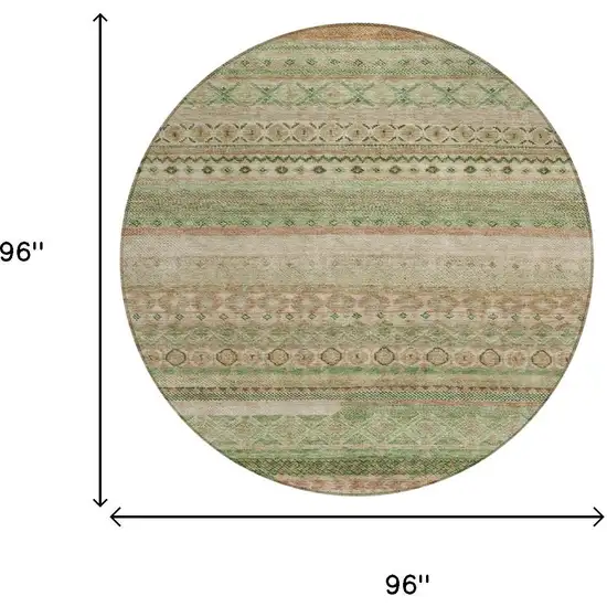 8' Copper And Orange Round Striped Washable Indoor Outdoor Area Rug Photo 7