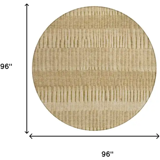 8' Copper And Orange Round Striped Washable Indoor Outdoor Area Rug Photo 5