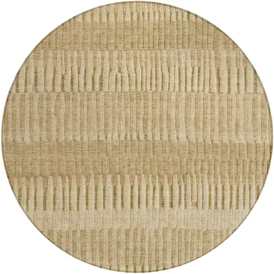 8' Copper And Orange Round Striped Washable Indoor Outdoor Area Rug Photo 2