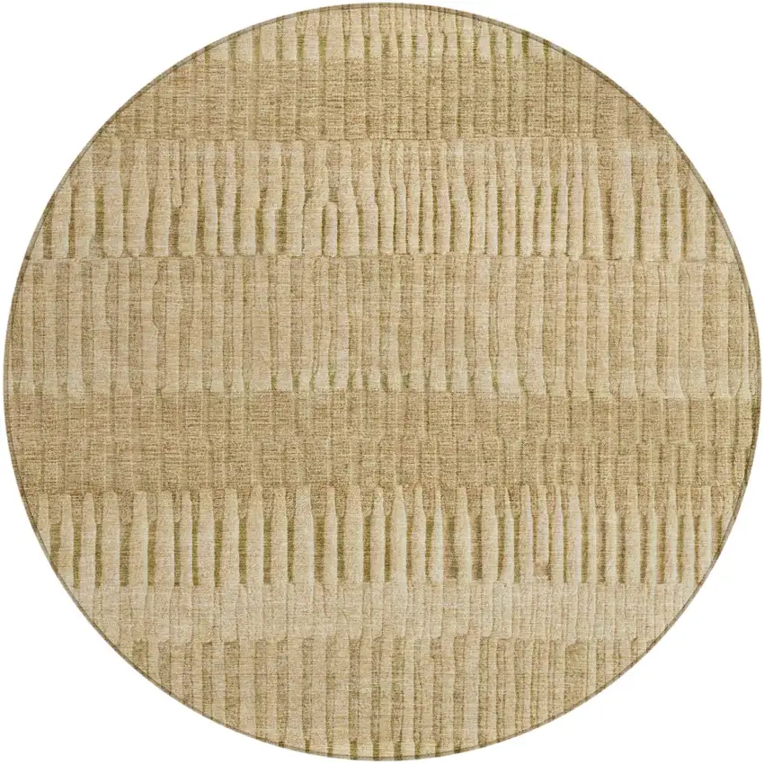 8' Copper And Orange Round Striped Washable Indoor Outdoor Area Rug Photo 2