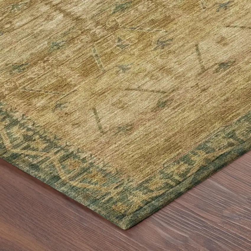 8' Copper And Orange Round Tribal Washable Indoor Outdoor Area Rug Photo 5