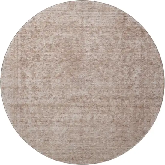 8' Copper And Rust Oriental Washable Round Rug With UV Protection Photo 3
