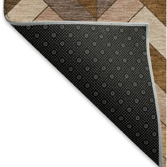 8' Copper And Rust Round Geometric Washable Indoor Outdoor Area Rug Photo 7