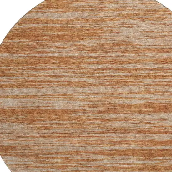 8' Copper And Rust Striped Washable Round Rug With UV Protection Photo 2