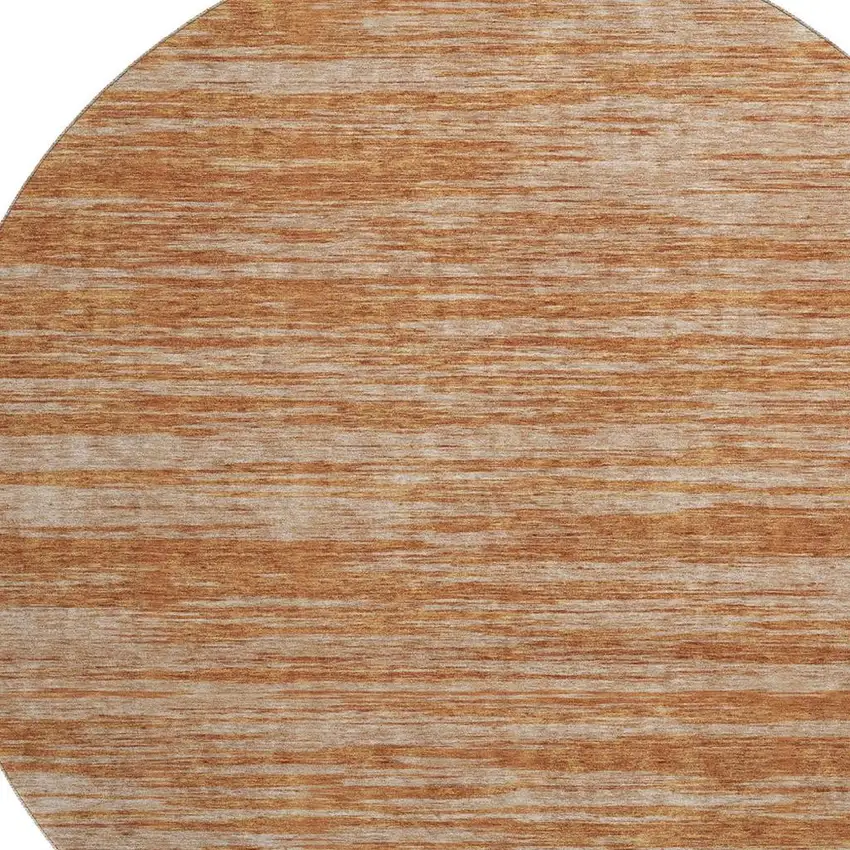 8' Copper And Rust Striped Washable Round Rug With UV Protection Photo 2