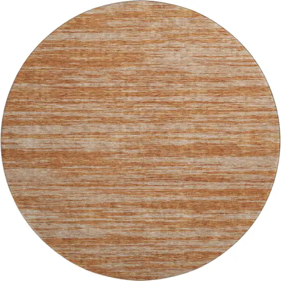 8' Copper And Rust Striped Washable Round Rug With UV Protection Photo 1