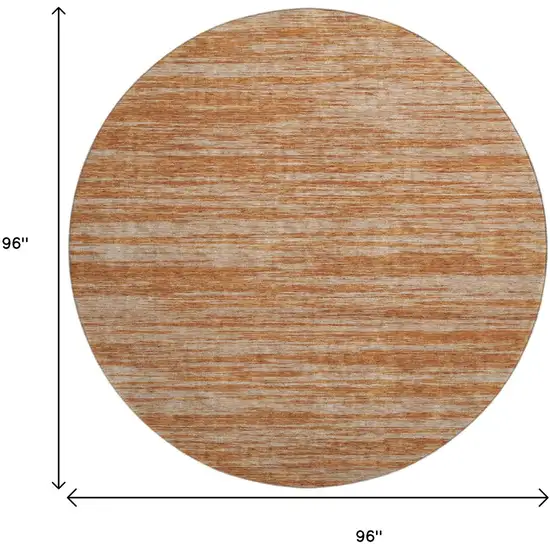 8' Copper And Rust Striped Washable Round Rug With UV Protection Photo 9