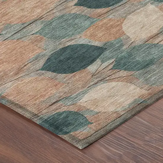 8' Copper And Salmon Round Floral Washable Indoor Outdoor Area Rug Photo 6