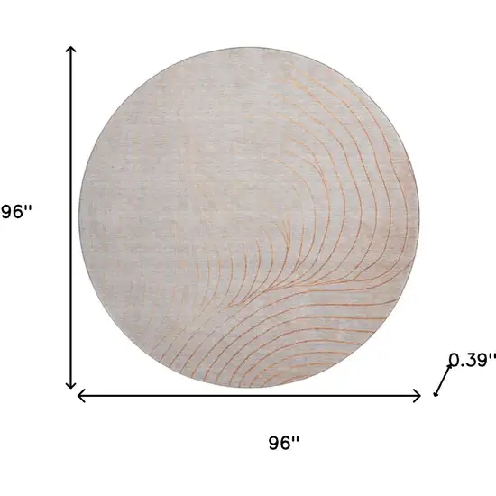 8' Copper And Silver Abstract Washable Round Rug With UV Protection Photo 8