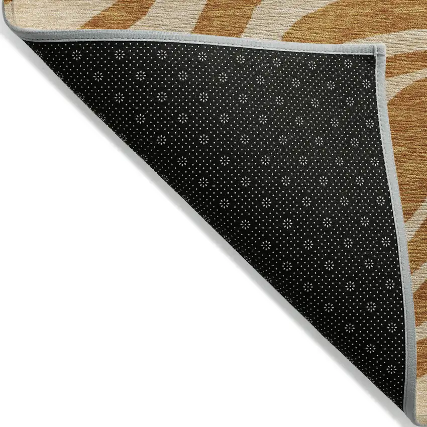 8' Copper And Tan Round Animal Print Washable Indoor Outdoor Area Rug Photo 3