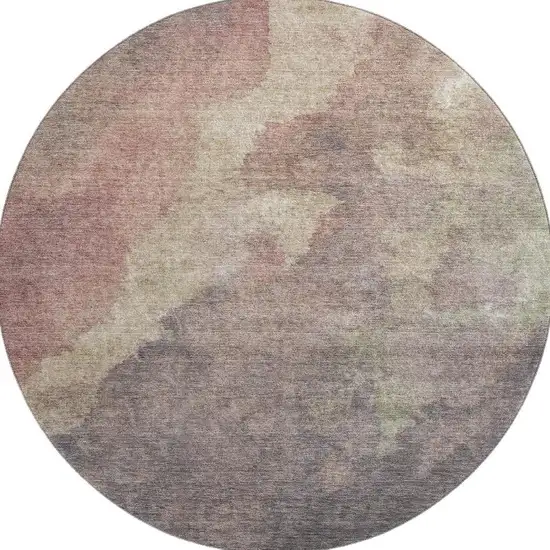8' Copper And Taupe Abstract Washable Round Rug With UV Protection Photo 4